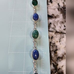 Malichite Lapiz Lazuli And Green Stone Costume Bracelet